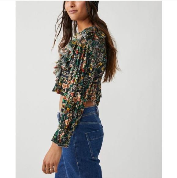 FREE PEOPLE Rudi Ruffle Top / Night Garden Combo - Picture 12 of 12
